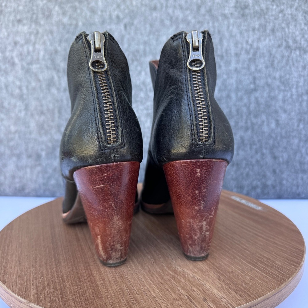 Cork Ease Chunky Leather Ankle Boots Black Stacked Heel Chunky Size 7.5M - Picture 4 of 9